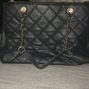 BLACK CROSS STITCH BAG